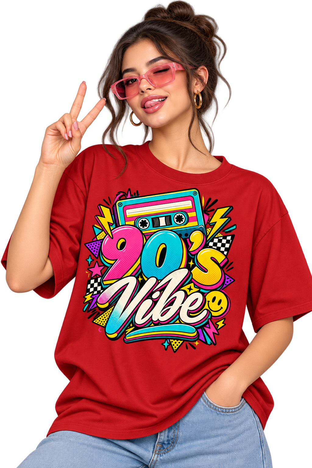 Red 90's Vibe T-Shirt mockup