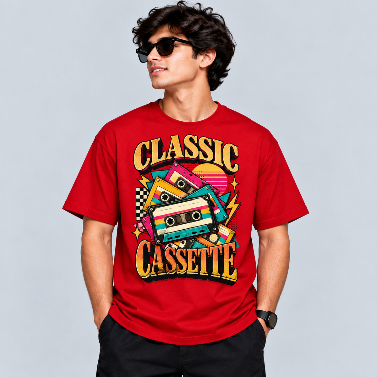 Red Classic Cassette T-Shirt mockup