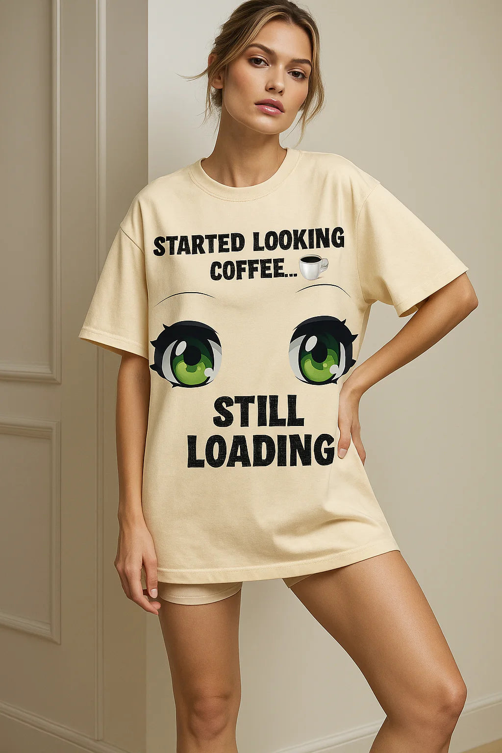 Coffee Loading Eyes Tee product mockup