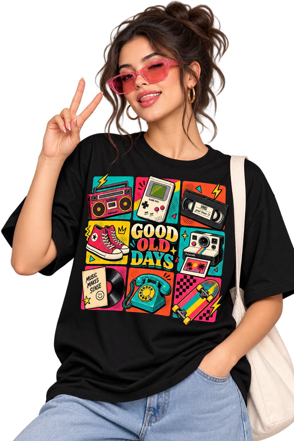Black Good Old Days Retro T-Shirt mockup