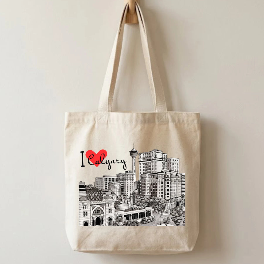 I Love Calgary Cityscape Tote Bag