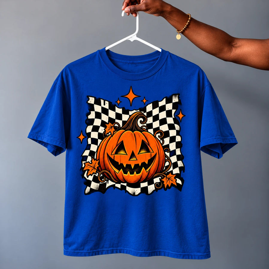 Retro Checker Pumpkin T-Shirt