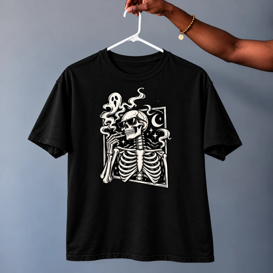 Smoking Skeleton Portrait T-Shirt