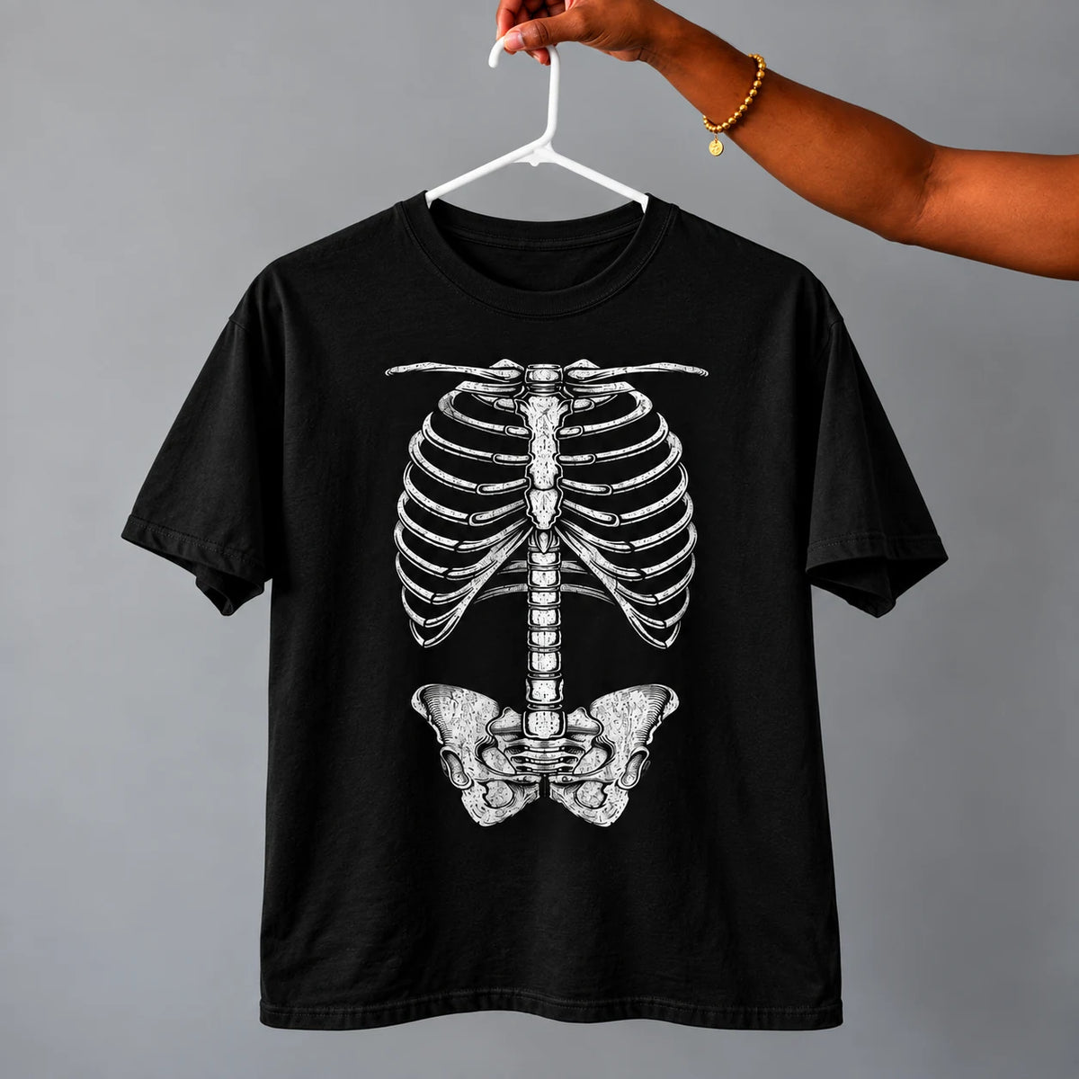 X-Ray Skeleton Halloween T-Shirt in Black