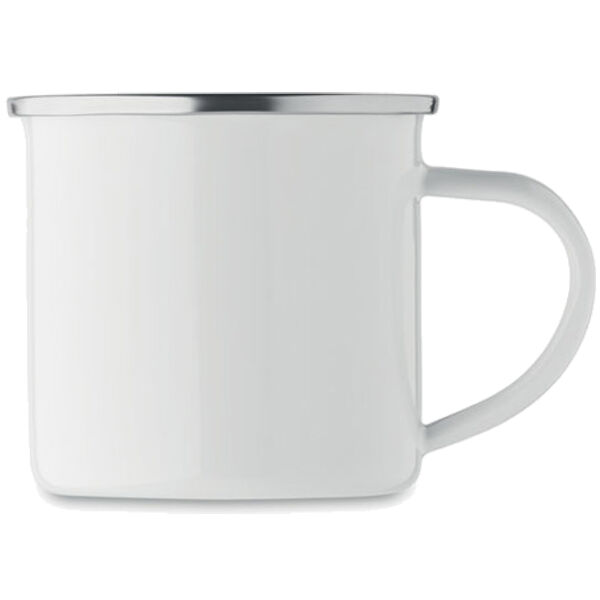 12oz Coyote's White Enamel Flat Bottom Camping Mugs Thumbnail